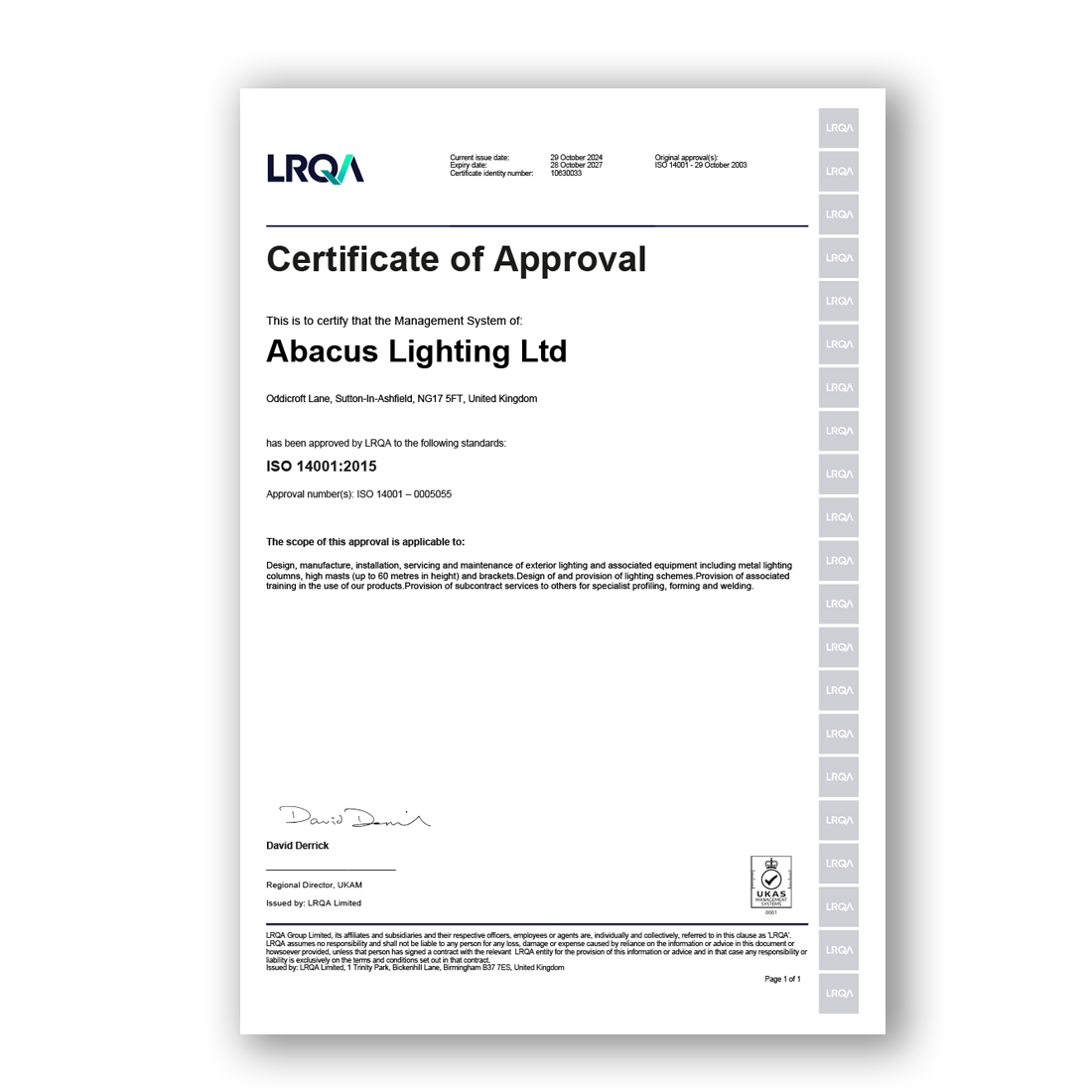 ISO 14001:2015 Certificate