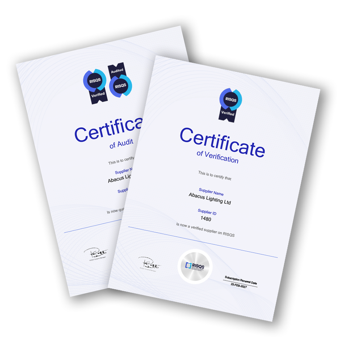 RISQS Verified & Audited Certificate